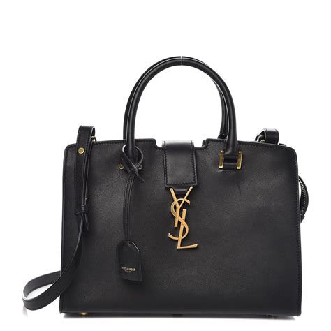 Yves Saint Laurent Baby Cabas Leather Handbag Black 